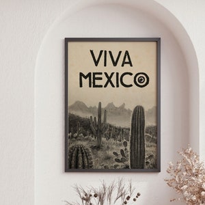 Mexiko Wandkunst, Blühender Kaktus Wandkunst, Mexiko Reiseplakat