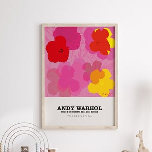 Flower Retro Wall Art, Andy Warhol Pop Art Print, Trendy Poster, Gallery Wall Art