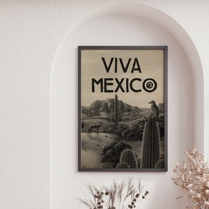 Mexico Travel Poster, Mexican Wall Art, Cactus Gallery, Mexico Decor