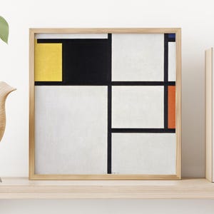 Stampa Mondrian, Tableau (giallo, nero, blu, rosso e grigio), Poster geometrico, Arte astratta, Modernismo, Bauhaus, Arredamento per la casa, Arte murale