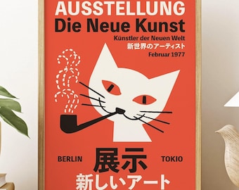 Cat Exhibition Poster: Berlin & Tokio, Quirky Home Decor