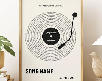 Impresión de letras de vinilo personalizadas, blanco roto, póster musical personalizado, regalo musical personalizable, canción de baile para bodas, póster del día de San Valentín, P05