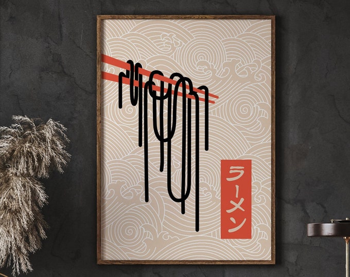 Ramen Noodle Print, Japanese Print, Ramen Poster, Ramen Art Print, Japan Food Print