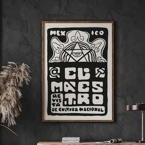 Mexican Art Print, Black and White Poster, Latin American Decor, Mexico Travel Art