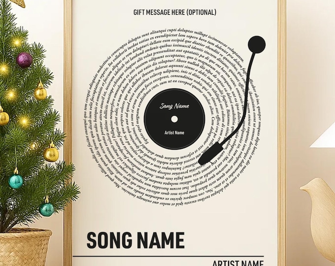 Custom Vinyl Lyrics Print, Off White, Personalised Music Poster, Customizable Music Gift, Wedding Song Dance, Valentine's Day Poster, P05