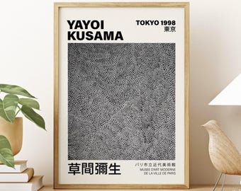 Yayoi Kusama Grey Infinity Nets Poster – Tokyo 1998 Exhibition Art Print