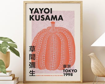 Yayoi Kusama Orange Pumpkin Poster – Tokyo 1998 Exhibition Art Print
