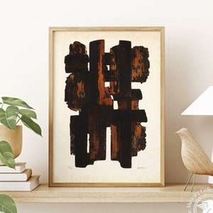 Soulages Vintage Exhibition Poster, Brush Strokes, Abstract Poster, Gallery Wall Prints, Office Decor,  Housewarming Gift