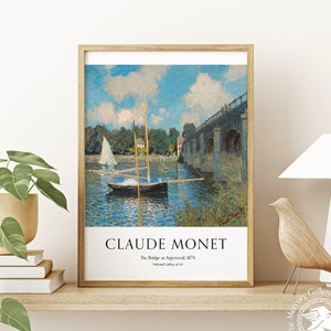 Monet Vintage Poster, The Bridge at Argenteuil-1874, Premium Posters,  Museum of Modern Art, Exhibition Poster, Wall Art, Large Print