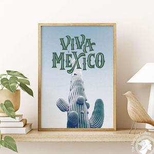 Mexiko Kunst Poster, Vintage mexikanisches Plakat, Retro Mexiko Druck, grüner Kaktus Plakat, mexikanische Dekoration
