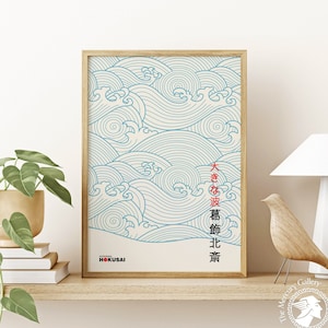 Hokusai Waves Print, Waves Line Art Print, Japanese Waves Art, Great Wave Poster Print, Asian Wall Art, Hokusai Poster