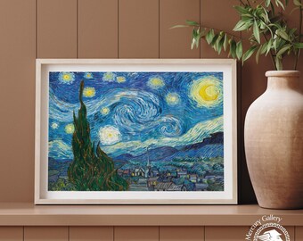 Van Gogh Starry Night Print, Museum Quality Abstract Wall Art