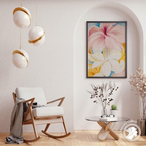 Georgia O’Keeffe Hibiscus Plumeria Print, Tropical Floral Abstraction image 1