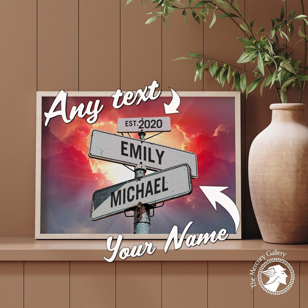 Custom Vintage Street Sign Poster Print, Personalized Wedding Gift