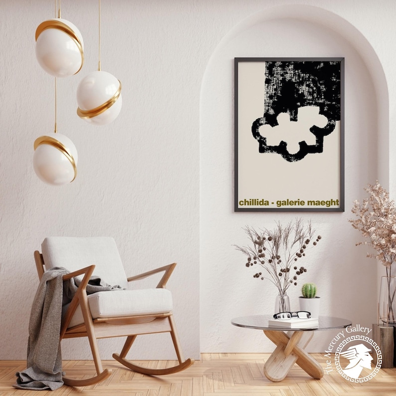 Chillida Galerie Maeght Poster: Abstrakter Schwarz & Weiß Kunstdruck Bild 7