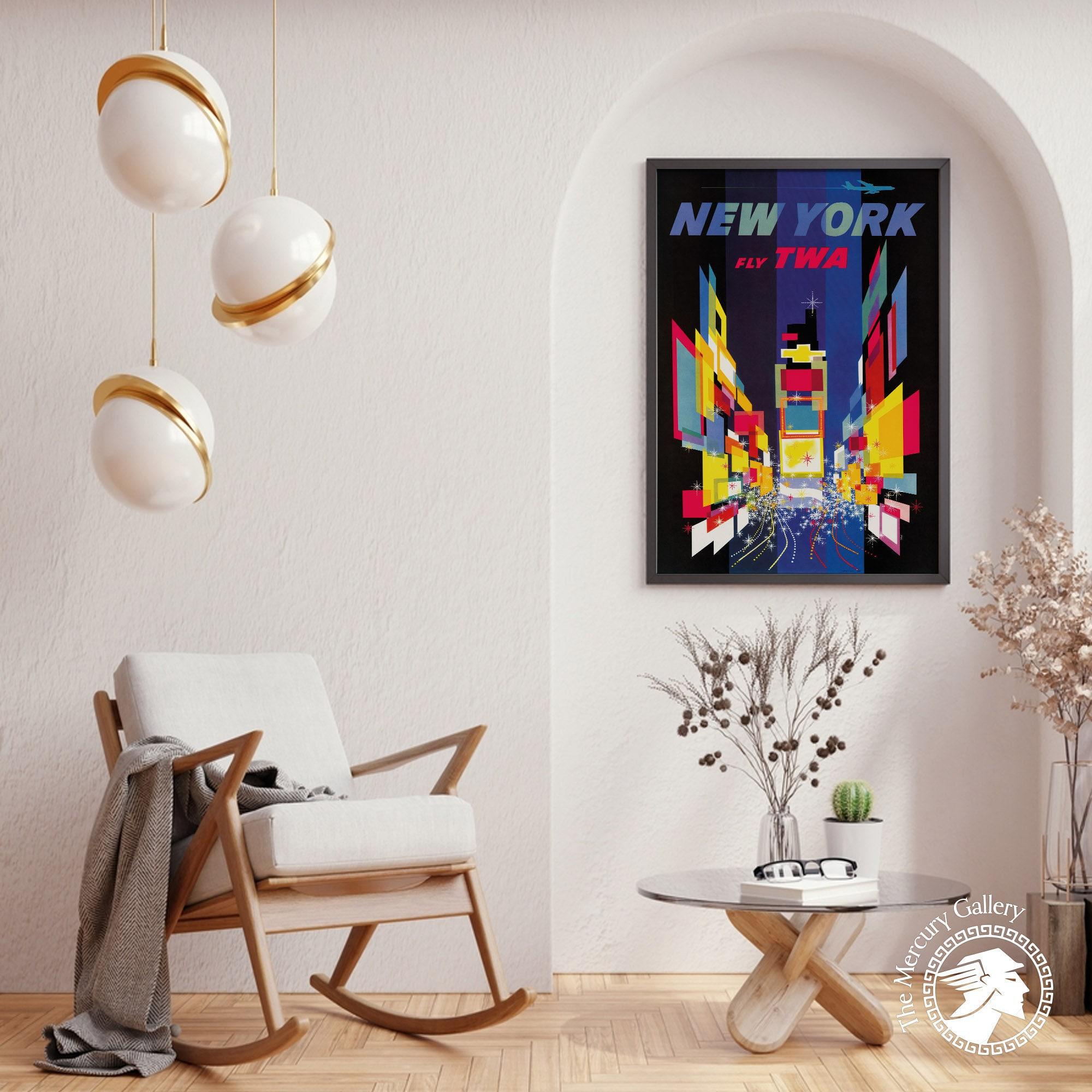 Vintage New York Travel Poster Print, Colorful Wall Art - Etsy