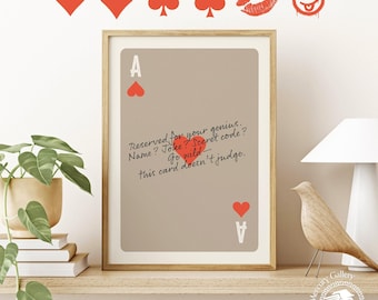 Personalized Ace Card Print: Custom Quote Typography Wall Art, ACE-03