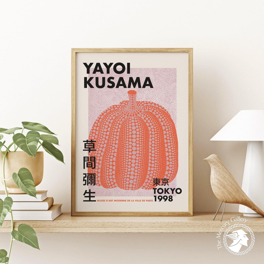 Yayoi Kusama Orange Pumpkin Poster – Tokyo 1998 Exhibition Art