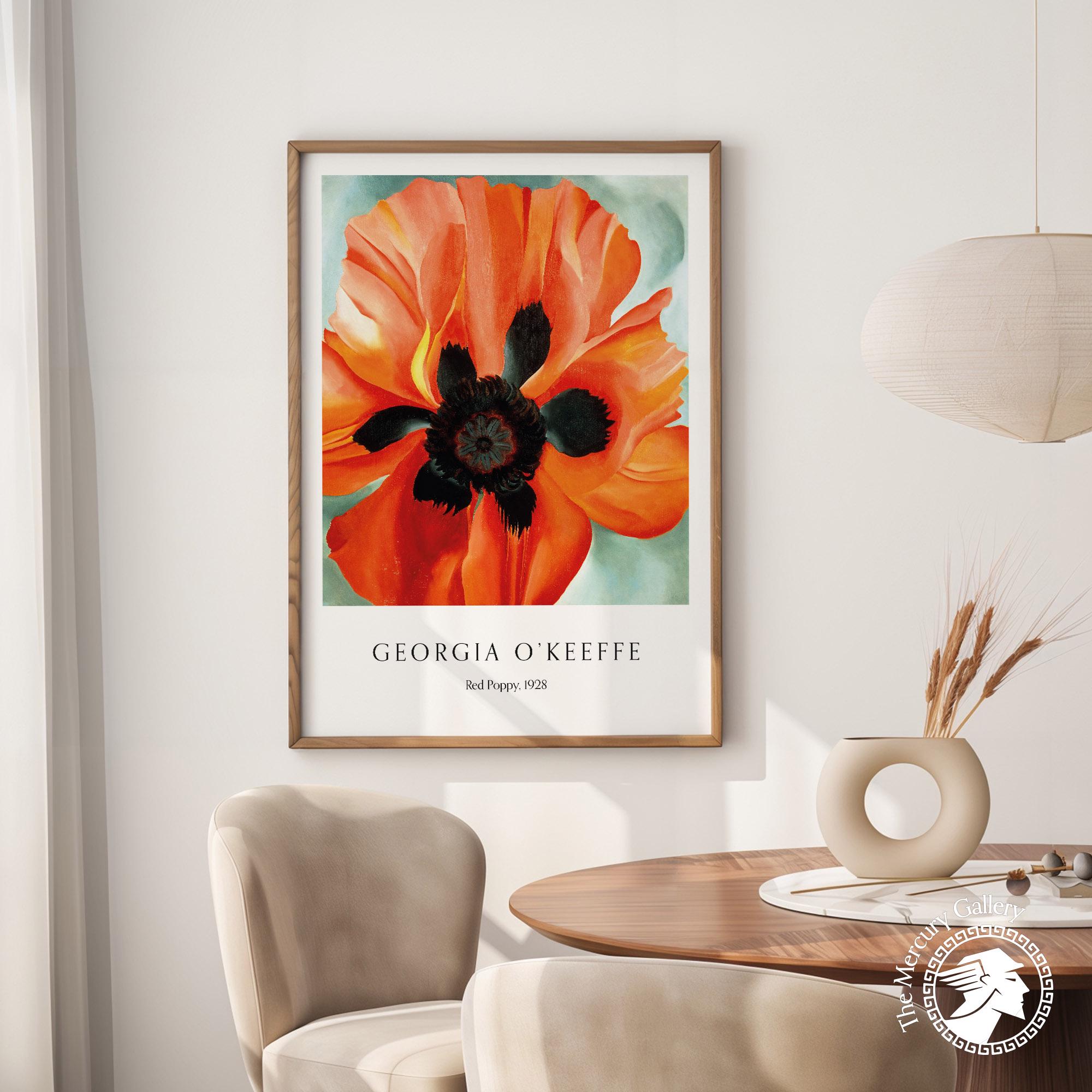 ia O'Keeffe Museum アート　ポスター　額縁付き Georgia O'keeffe Flower Poster, Red Poppy - 1928, Flower