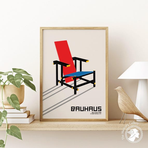 Red and Blue Chair Bauhaus Print, Gerrit Rietveld Exhibition