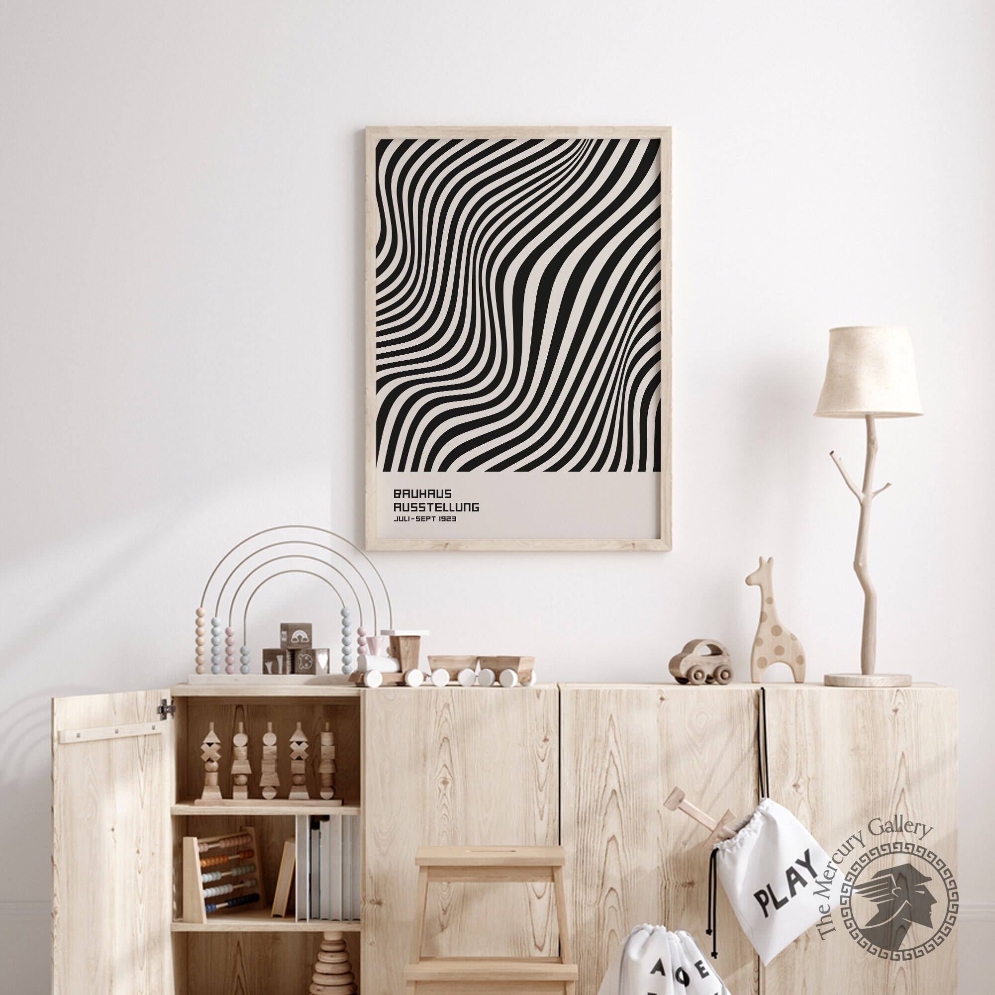 Bauhaus Wall Art, Linear Design, Bauhaus Art Print, Mid