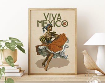 Mexican Folk Dancer Art Print, Southwestern Home Decor