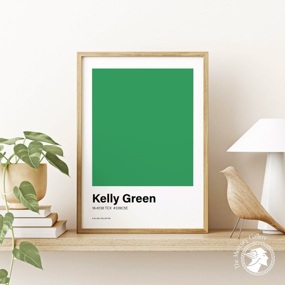 Kelly Green Color Print, Color Swatch, Boho Wall Art