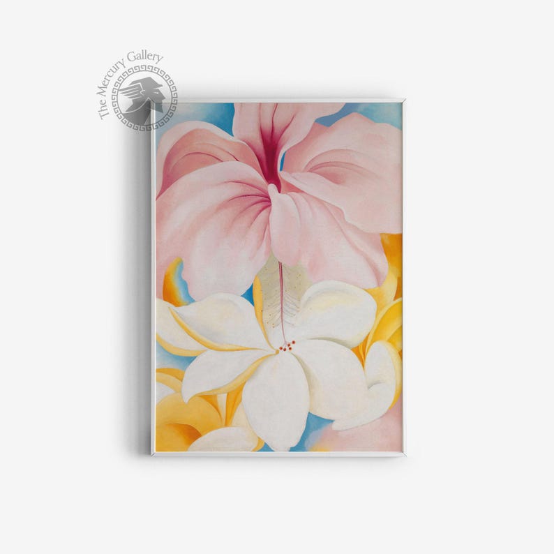 Georgia O’Keeffe Hibiscus Plumeria Print, Tropical Floral Abstraction image 5