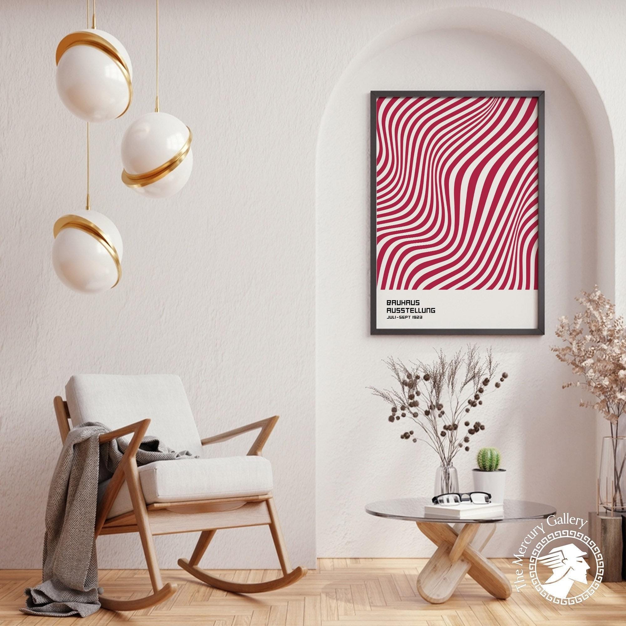 Bauhaus Viva Magenta Wave Art Print, Minimalist Modern Poster - Etsy