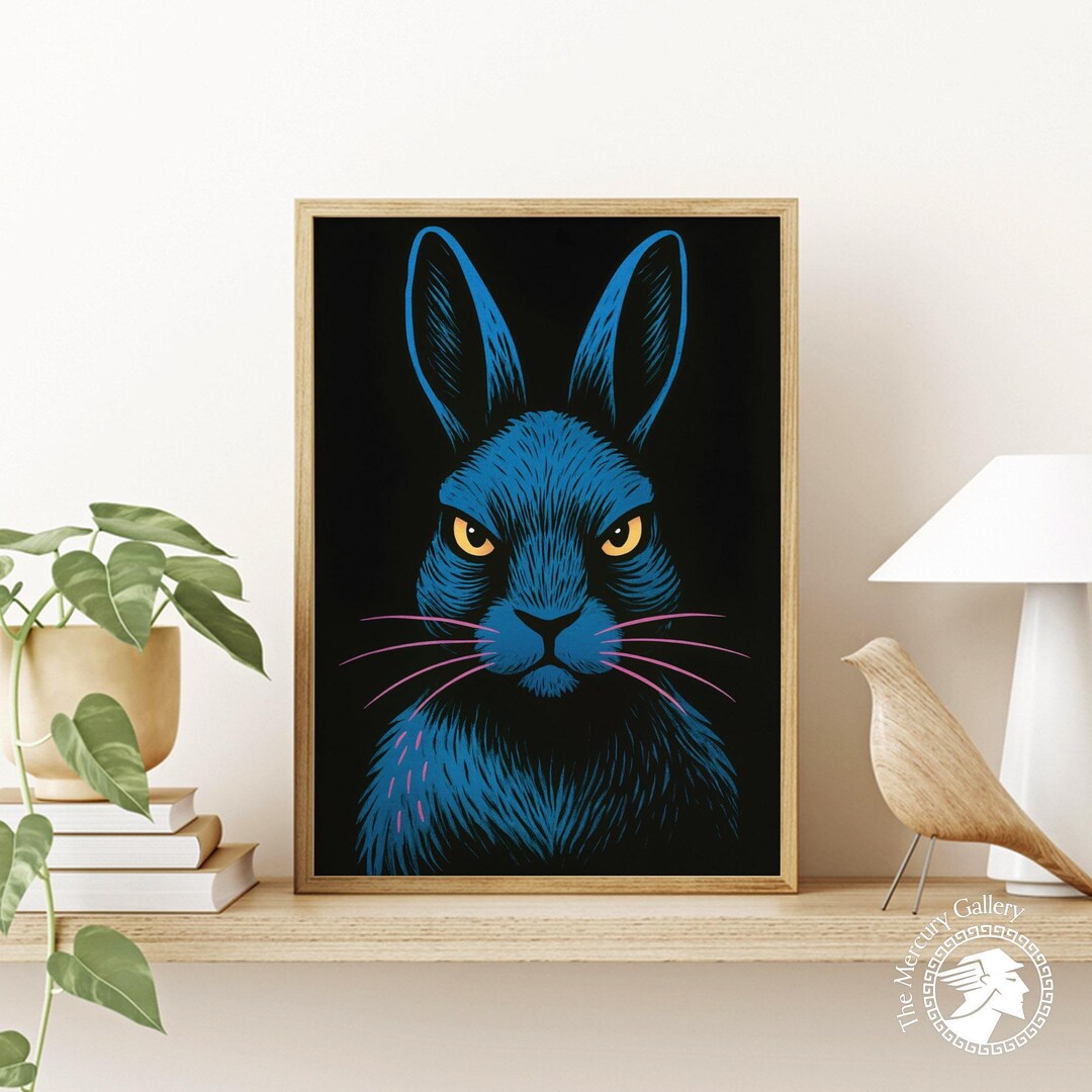 Blue Rabbit Pop Art Print – Modern Animal Illustration - Etsy