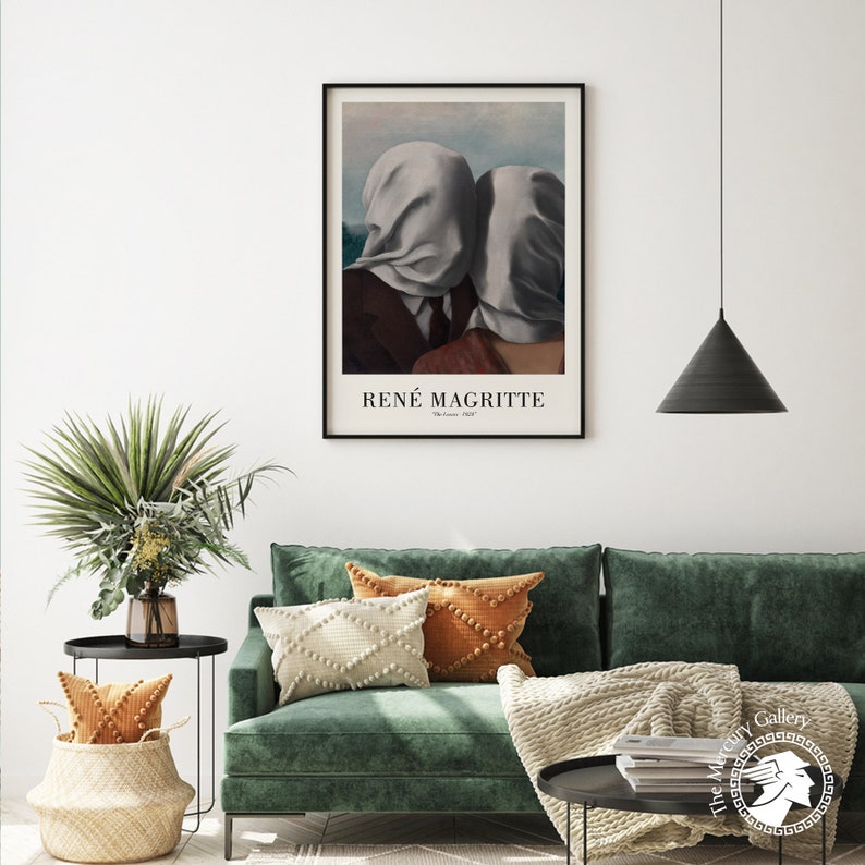 Cartel de Rene Magritte, The Lovers - 1928, Arte de pared inspirador, Impresiones de arte de pared moderno, Idea de regalo de arte moderno, Arte de pared grande imagen 4