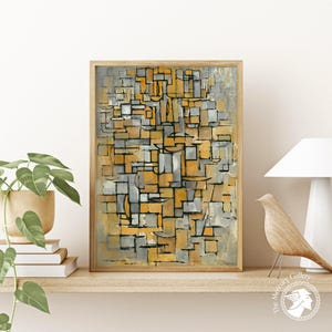 Stampa ispirata a Piet Mondrian, Tableau n. 1, dipinto espressionista, poster minimalista da parete Piet Mondrian, stampa su carta opaca