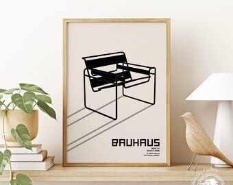 Bauhaus Chair Black, Minimal Furniture Bauhaus Design – Architecture, Minimalist Wall Art, Designer Gift
