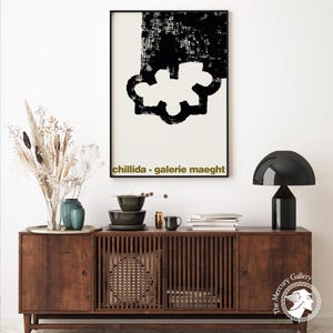 Chillida Galerie Maeght Poster: Abstrakter Schwarz & Weiß Kunstdruck Bild 2