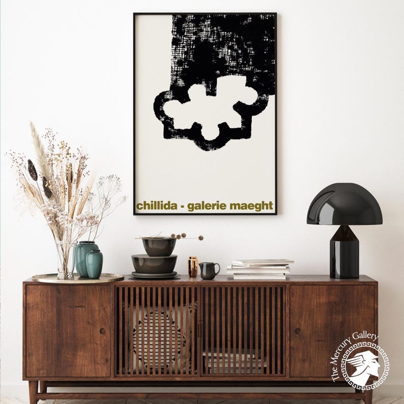 Chillida Galerie Maeght Poster: Abstrakter Schwarz & Weiß Kunstdruck Bild 2