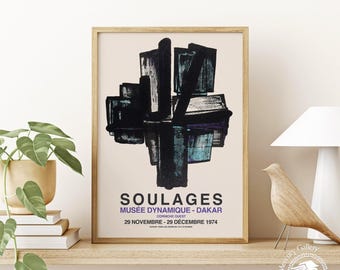Soulages Exhibition Poster: Black-blue Abstract Art Print - Etsy