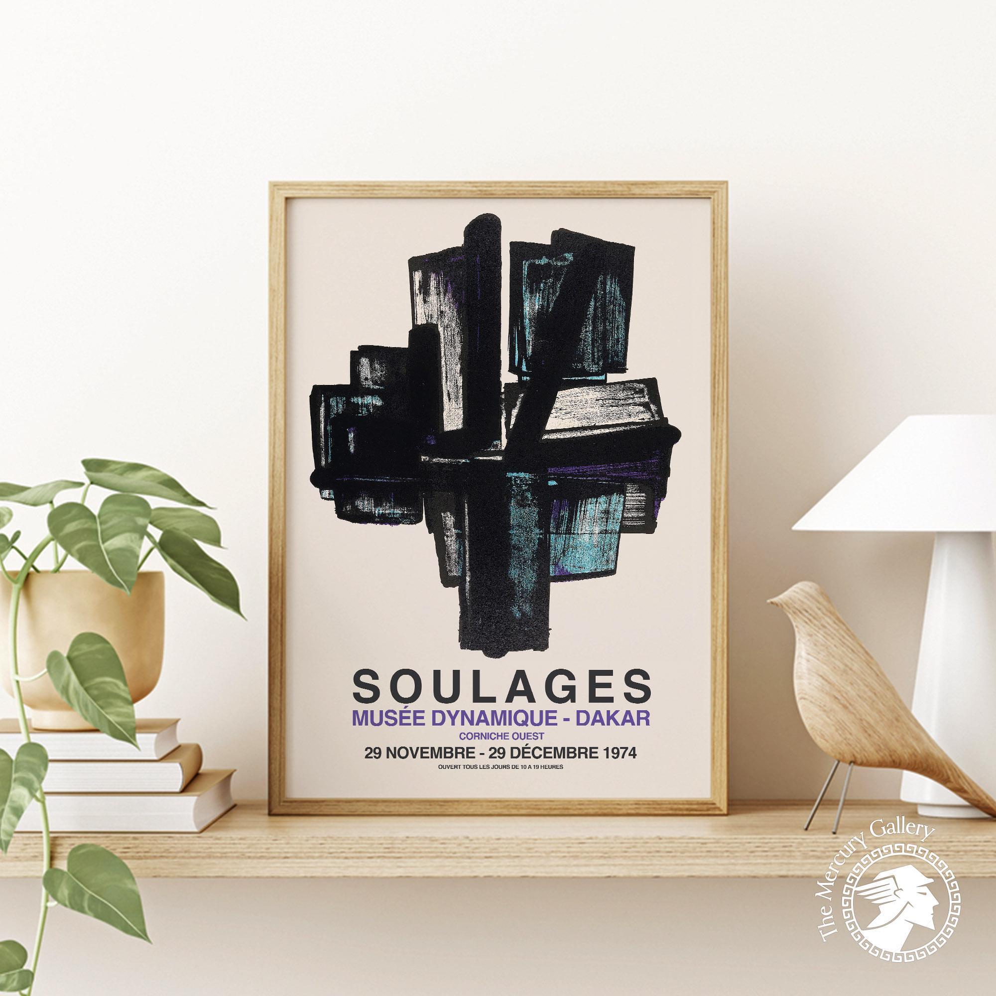 Soulages Exhibition Poster: Black-blue Abstract Art Print - Etsy