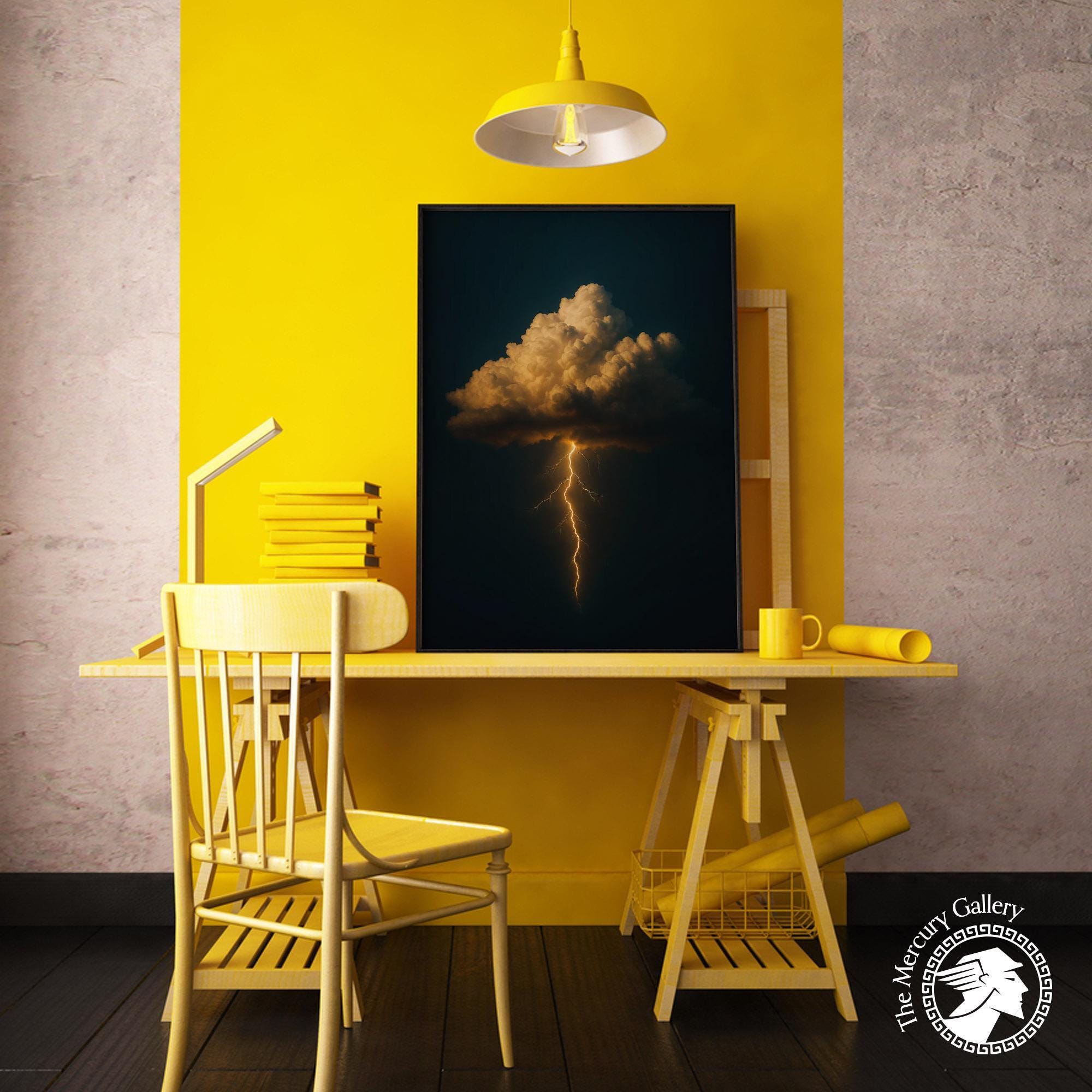 Lightning Storm Wall Art Print With Dramatic Cloud and Thunderbolt ...