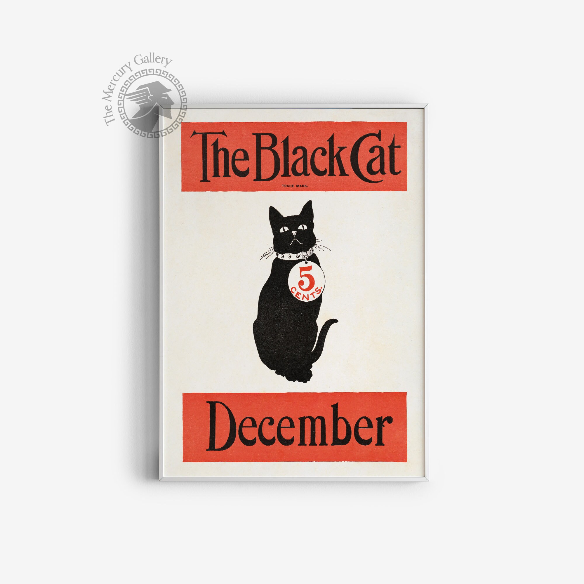 The Black Cat December 1890 Magazine Poster, Vintage