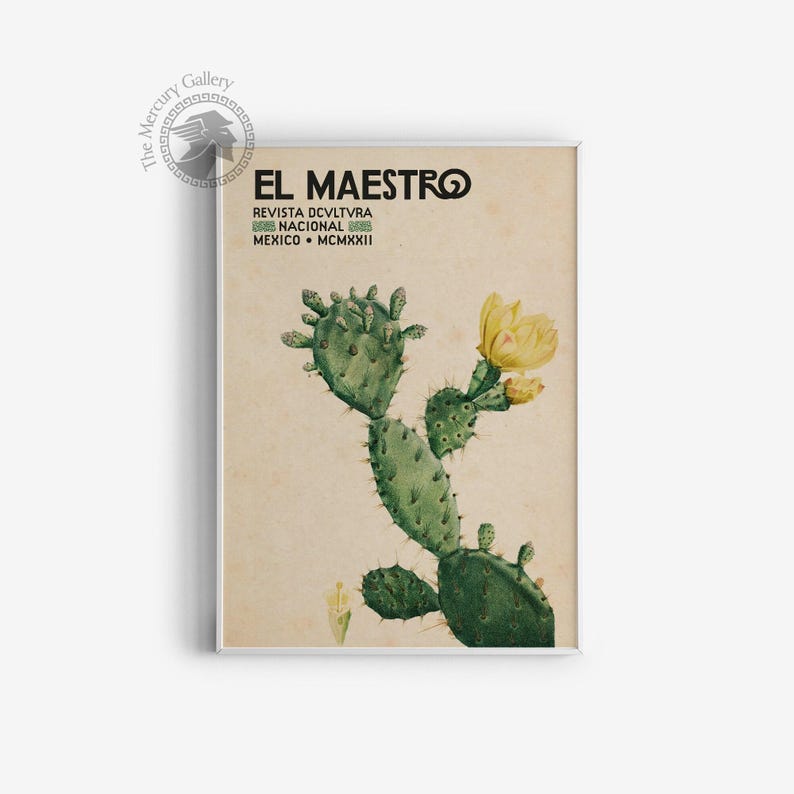 Vintage Mexican Cactus Art Print, "El Maestro" Exhibition Poster image 4