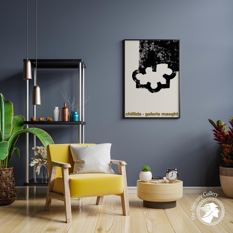 Chillida Galerie Maeght Poster: Abstrakter Schwarz & Weiß Kunstdruck Bild 6