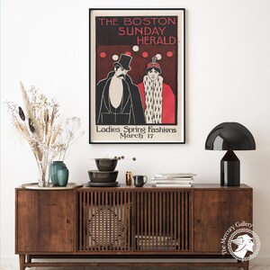 Impression Art déco Boston Herald, art mural publicitaire vintage image 2