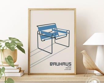 Bauhaus Wassily Chair Print, Minimalist Geometric Wall Art