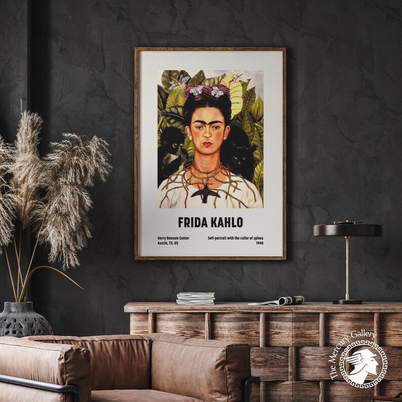 Frida Kahlo Self-Portrait Art Print, Feminist Artwork, Vintage Gallery Wall Art image 7