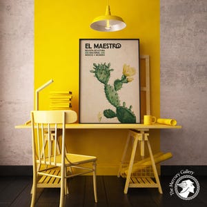 Vintage Mexican Cactus Art Print, "El Maestro" Exhibition Poster image 3
