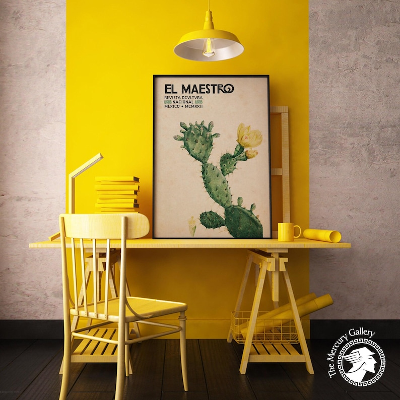 Vintage Mexican Cactus Art Print, "El Maestro" Exhibition Poster image 3