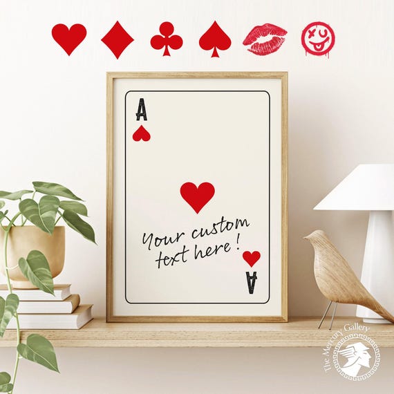 Custom Ace Card Print: Personalized Text & Icon Wall Art, ACE-01