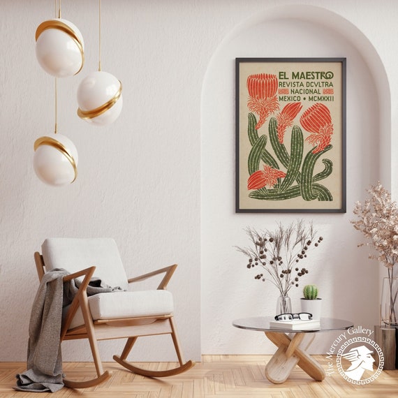 Mexican Exhibition Art Poster Cactus Wall Art Mexico Travel Etsy