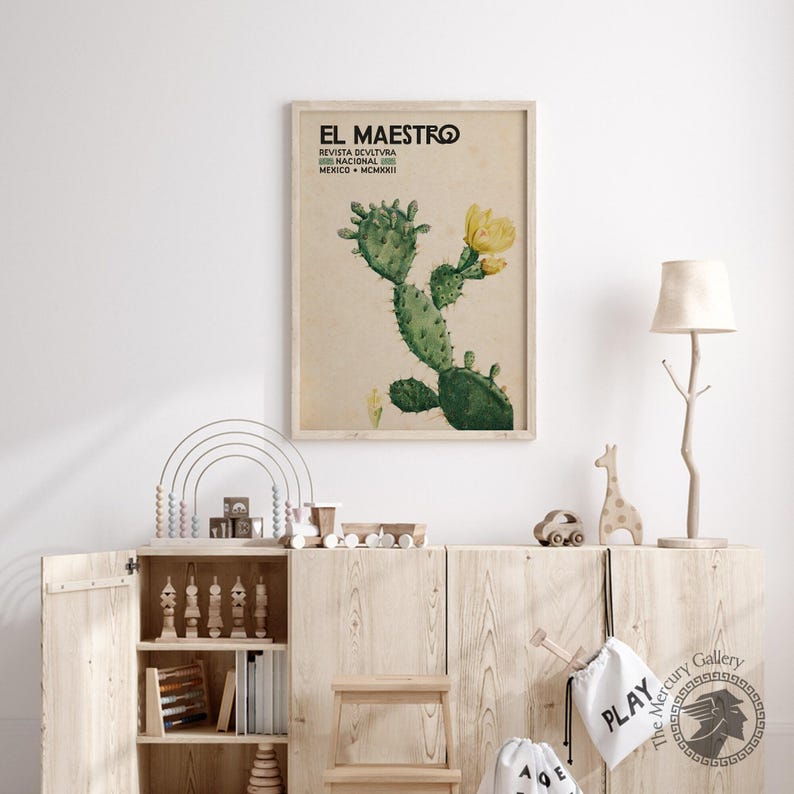Vintage Mexican Cactus Art Print, "El Maestro" Exhibition Poster image 7