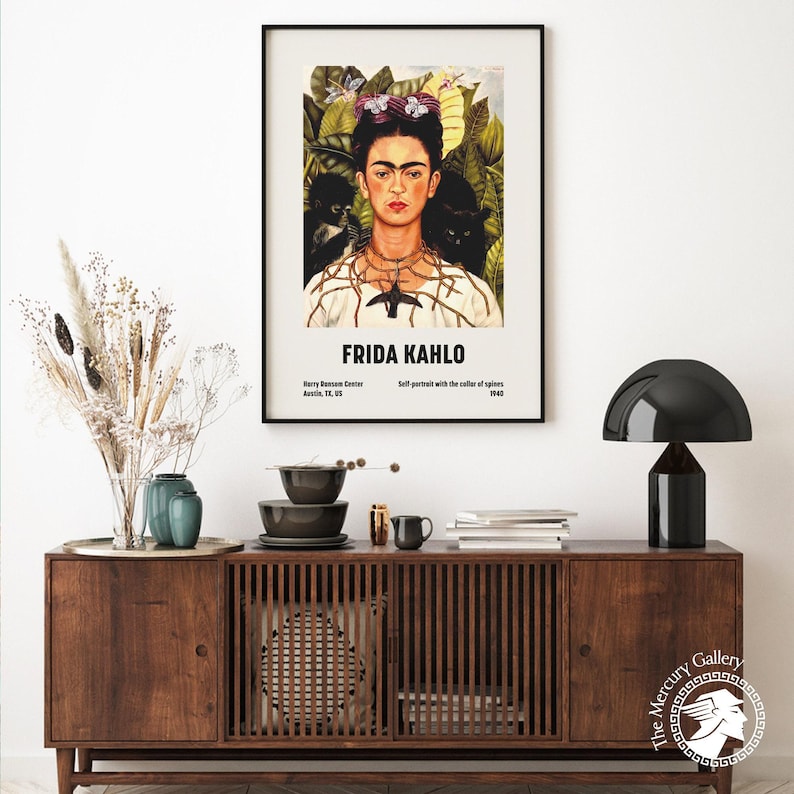 Frida Kahlo Self-Portrait Art Print, Feminist Artwork, Vintage Gallery Wall Art image 2